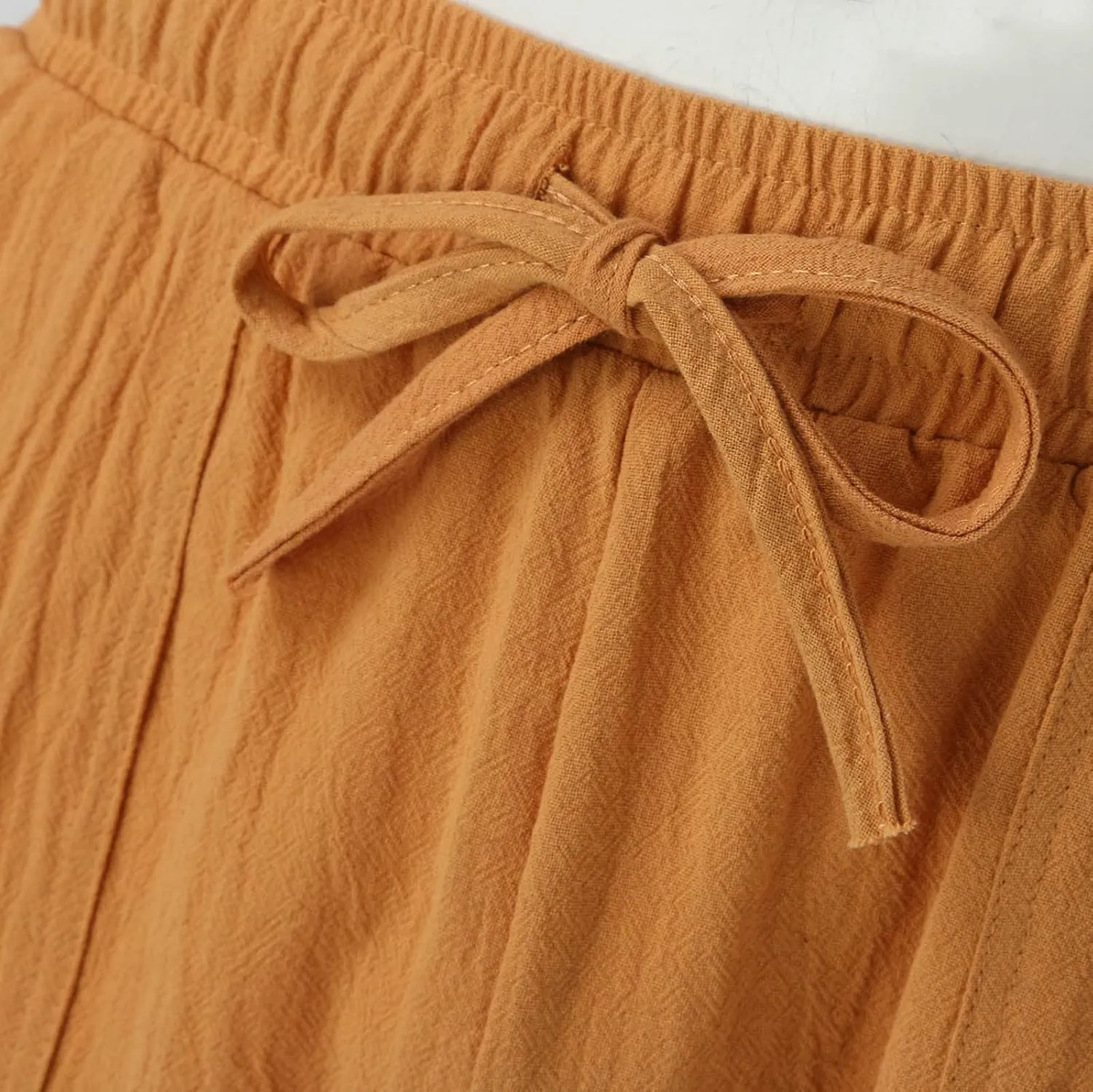 CRNTCEM Mens Lightweight Cotton Linen Shorts Drawstring Summer Travel Beach Shorts Loose Outdoor Casual Sports Golf Shorts