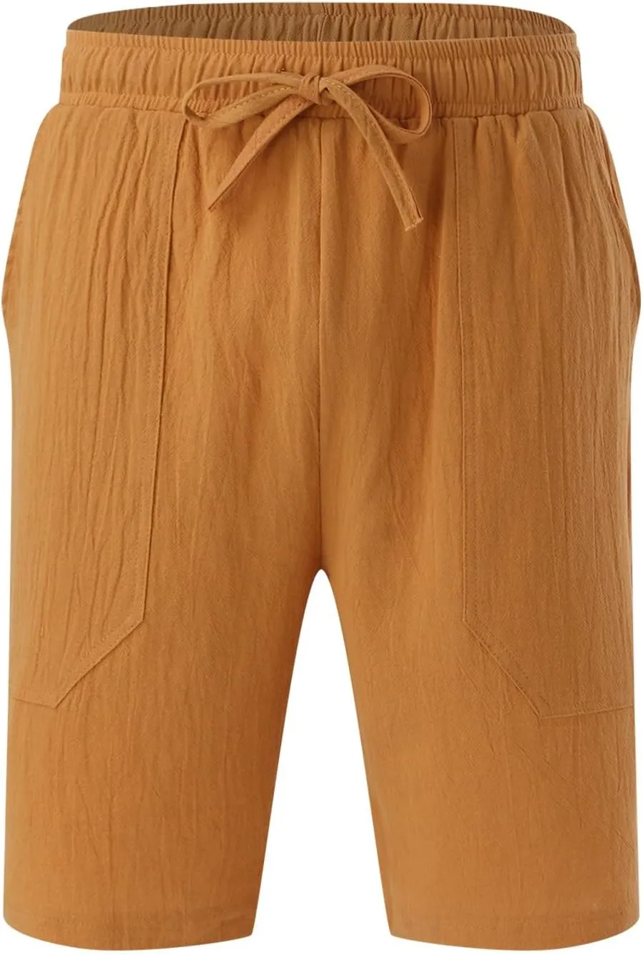 CRNTCEM Mens Lightweight Cotton Linen Shorts Drawstring Summer Travel Beach Shorts Loose Outdoor Casual Sports Golf Shorts