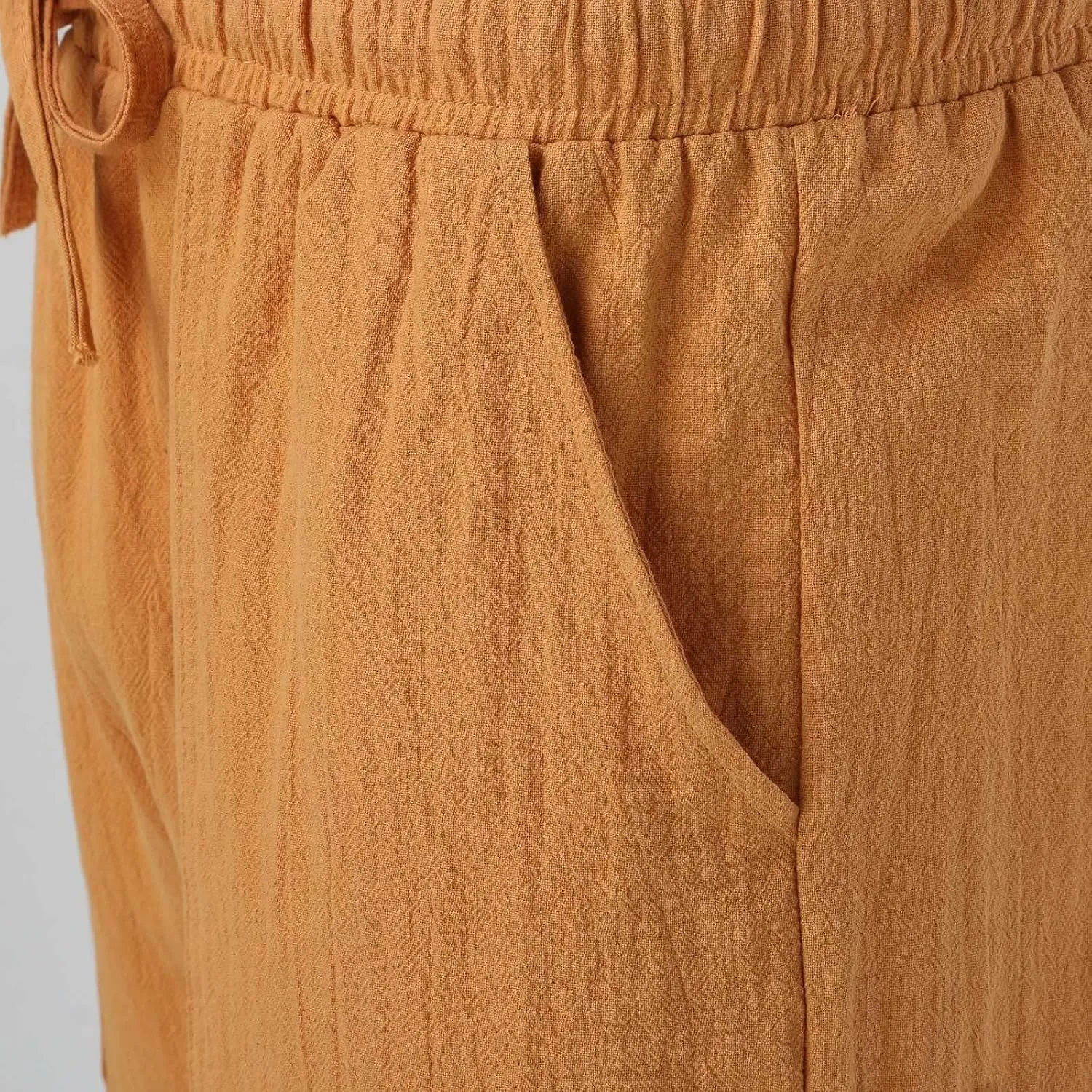 CRNTCEM Mens Lightweight Cotton Linen Shorts Drawstring Summer Travel Beach Shorts Loose Outdoor Casual Sports Golf Shorts