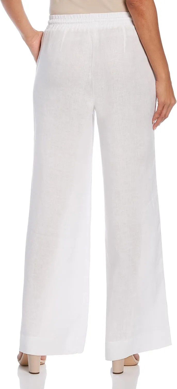 Cubavera Women's Wide Leg Drawstring Linen Pant