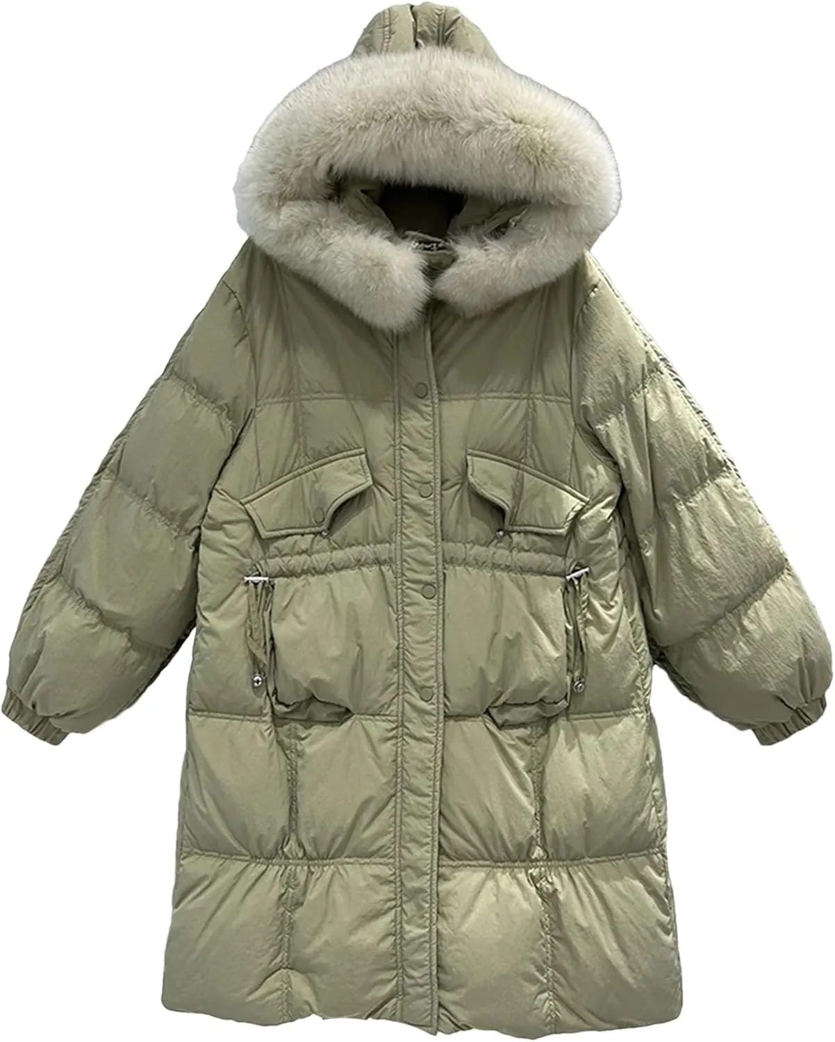 Dcvmvmn Women's Mid-Length Down Jacket Winter Thickened Long Sleeve Puffer Coat Female Thick Oversize Loose Coats