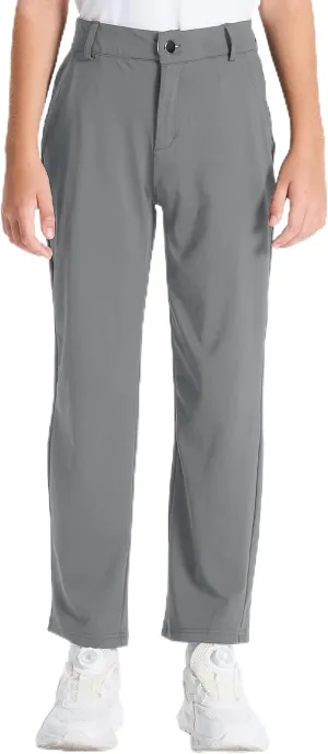 DEVOROPA Youth Boys Golf Pants Stretch Flat Front Dress Athletic Casual Pants School Uniform Chino Twill Pants Pockets