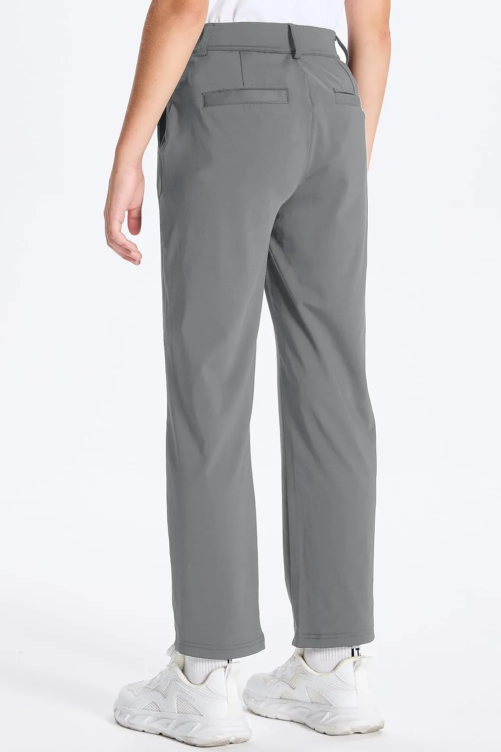 DEVOROPA Youth Boys Golf Pants Stretch Flat Front Dress Athletic Casual Pants School Uniform Chino Twill Pants Pockets