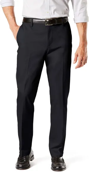 Dockers Men's Straight Fit Signature Lux Cotton Stretch Khaki Pant-Creased, Black, 30W x 32L