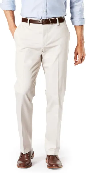 Dockers Men's Straight Fit Signature Lux Cotton Stretch Khaki Pant-Creased, Cloud, 38W x 34L