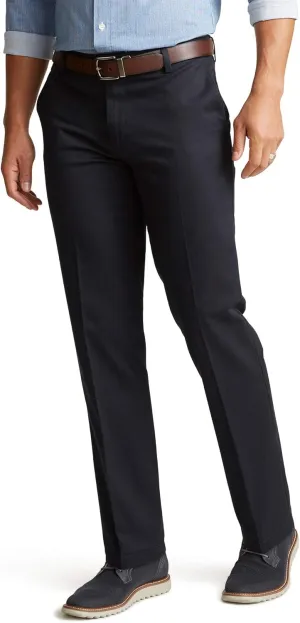 Dockers Men's Straight Fit Signature Lux Cotton Stretch Khaki Pant-Creased, Navy, 32W x 30L