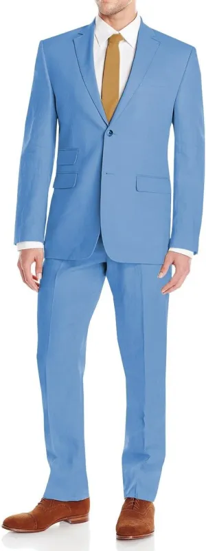 DTI GV Executive Men's Modern Fit Linen Suit 2 Button Summer Blazer with Pants