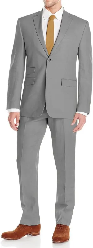 DTI GV Executive Men's Modern Fit Linen Suit 2 Button Summer Blazer with Pants