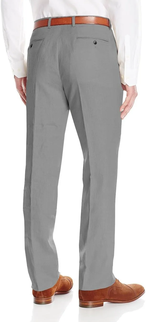 DTI GV Executive Men's Modern Fit Linen Suit 2 Button Summer Blazer with Pants