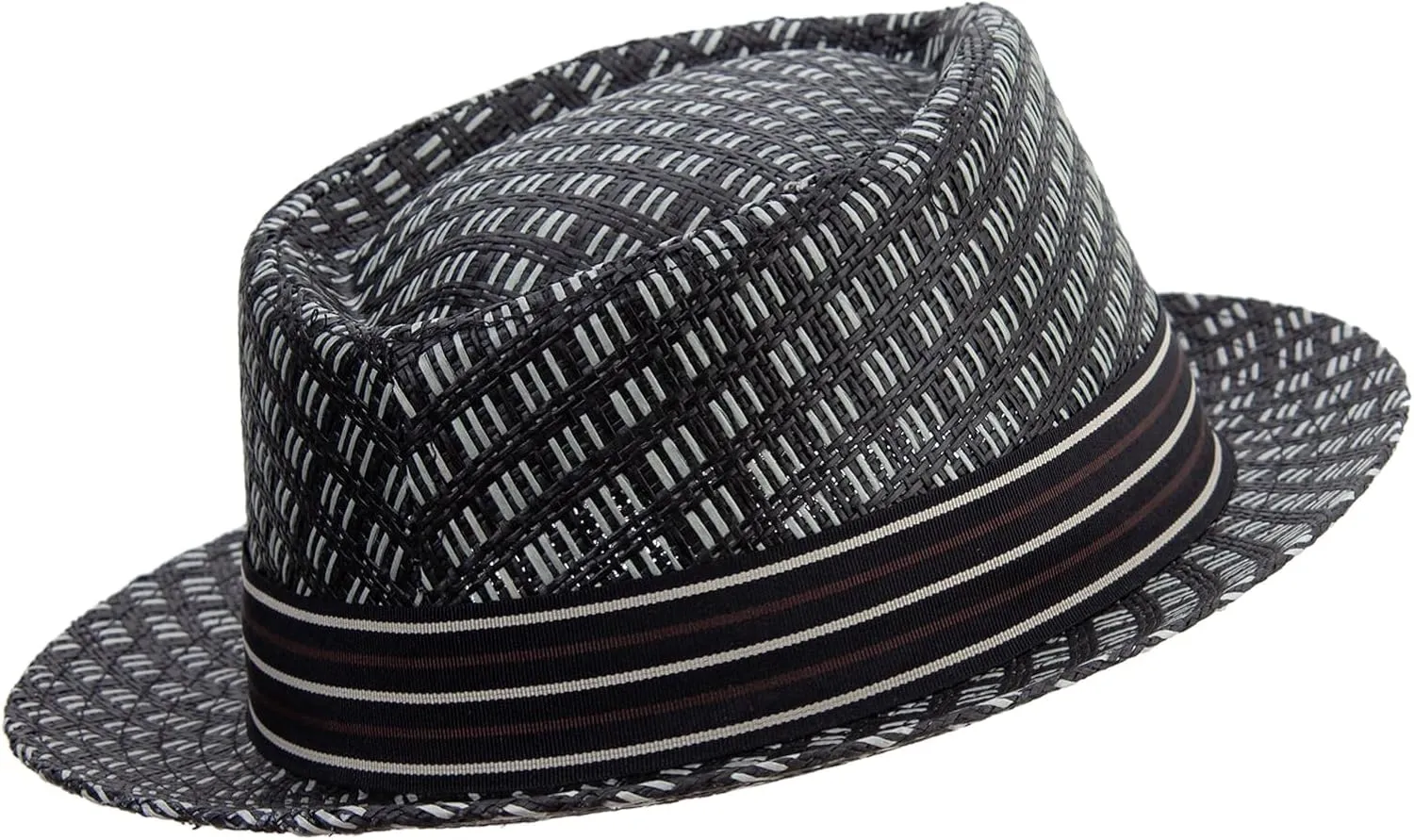 e4Hats.com Woven Paper Strae Wide Brim Porkpie Upbrim Fedora