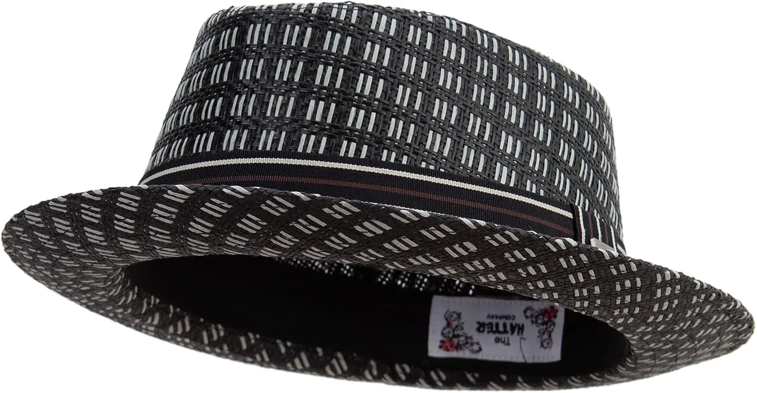 e4Hats.com Woven Paper Strae Wide Brim Porkpie Upbrim Fedora