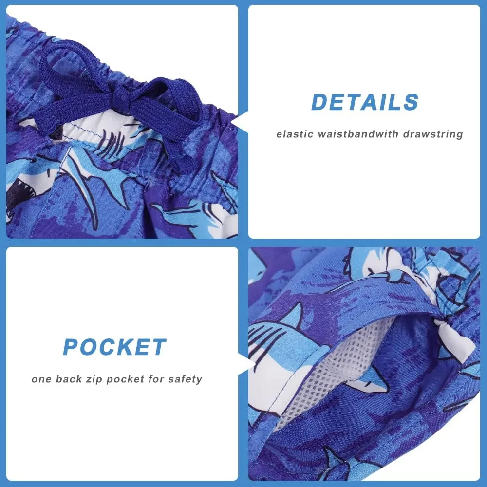 ESTAMICO Boys' Quick Dry Beach Swim Trunk Printed Board Shorts with Pockets
