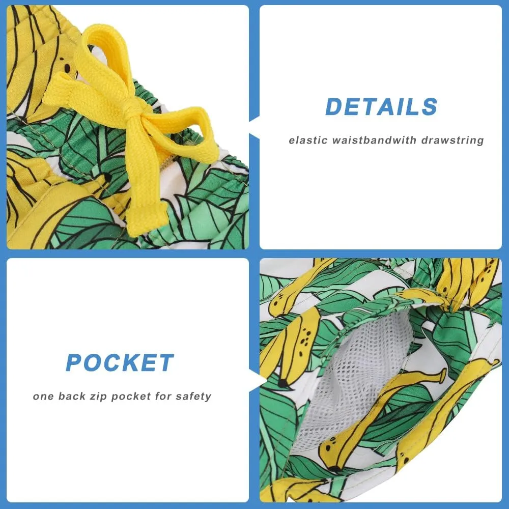 ESTAMICO Boys' Quick Dry Beach Swim Trunk Printed Board Shorts with Pockets