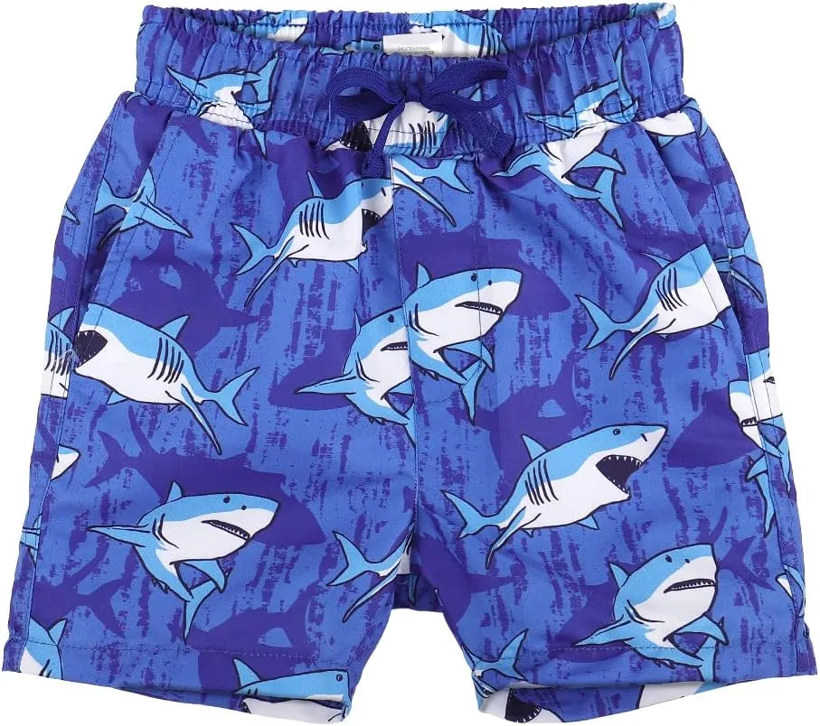 ESTAMICO Boys' Quick Dry Beach Swim Trunk Printed Board Shorts with Pockets