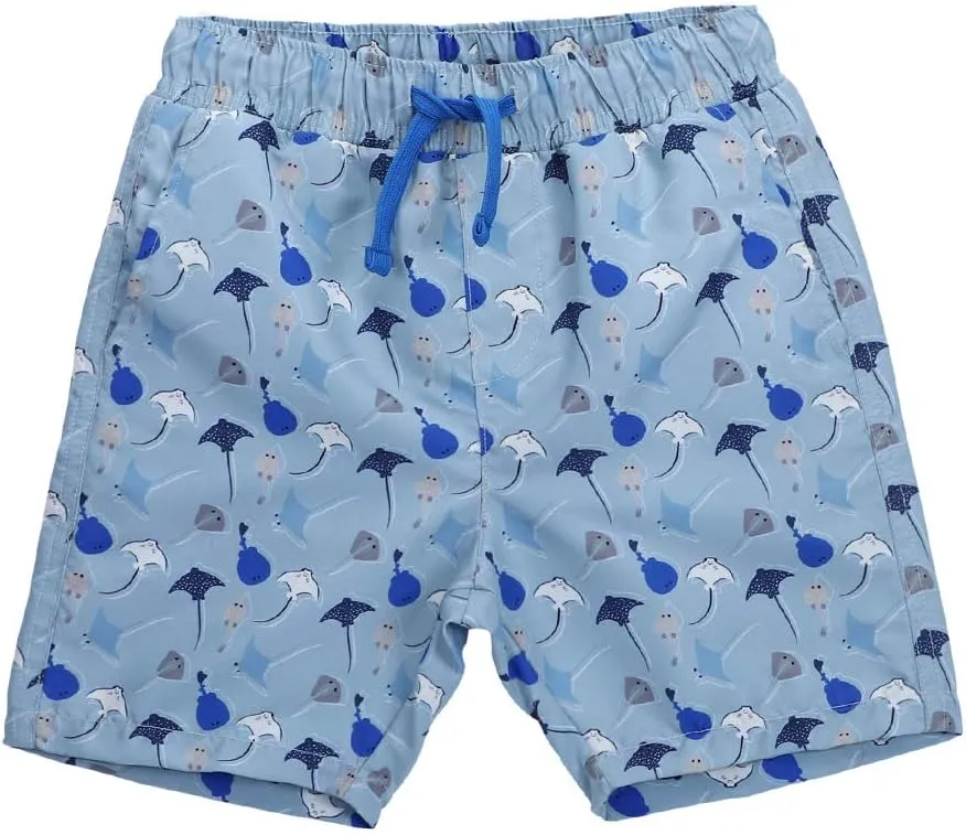 ESTAMICO Boys' Quick Dry Beach Swim Trunk Printed Board Shorts with Pockets