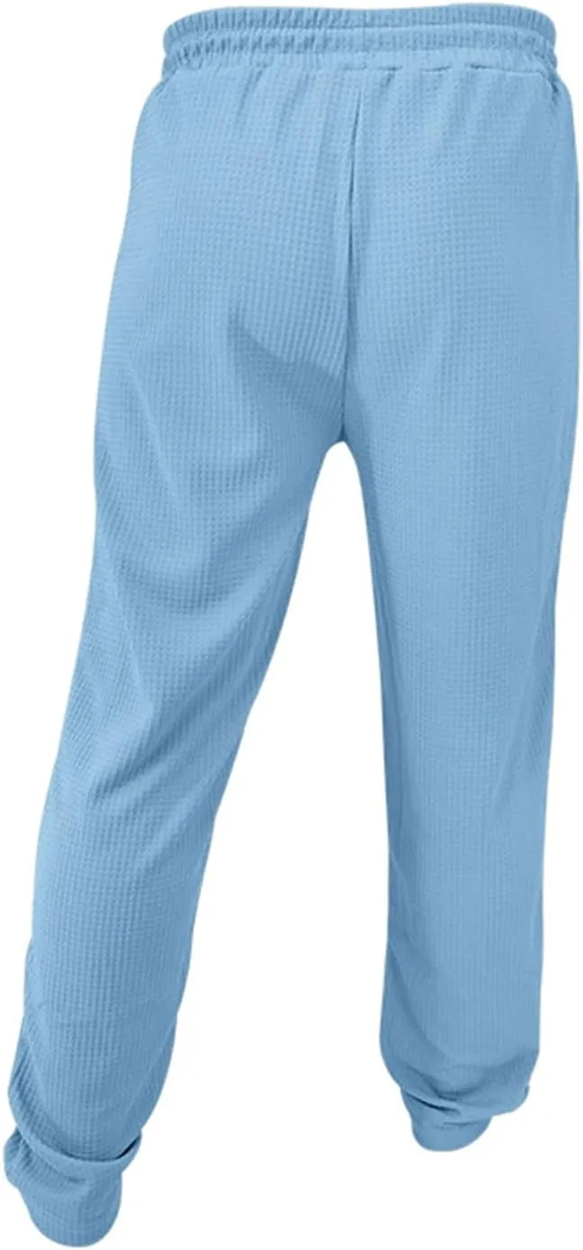 evzosrz Mens Casual Drawstring Pants Elastic Waist Waffle Joggers Pants Athletic Running Gym Straight Beach Yoga Trousers