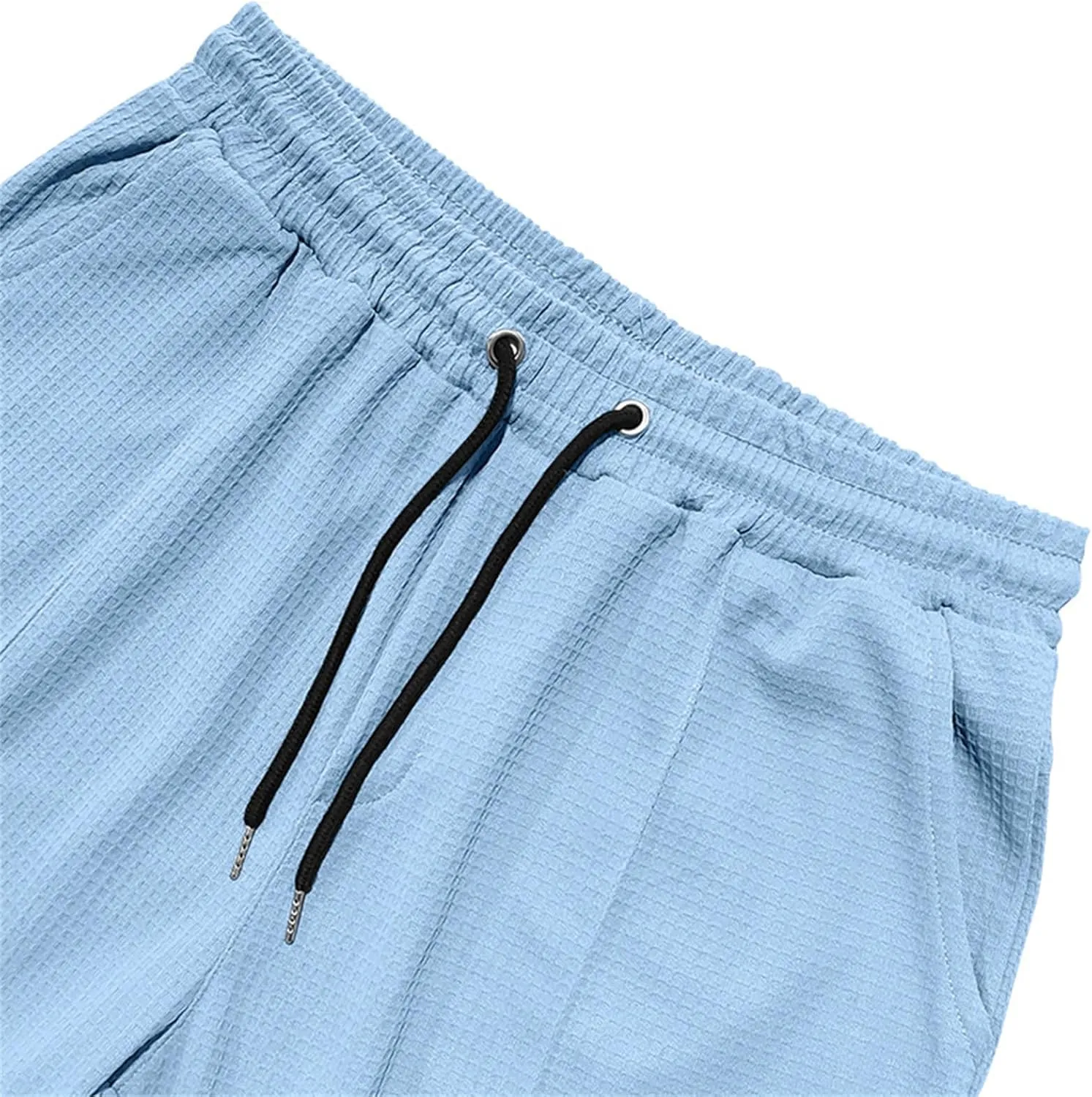 evzosrz Mens Casual Drawstring Pants Elastic Waist Waffle Joggers Pants Athletic Running Gym Straight Beach Yoga Trousers