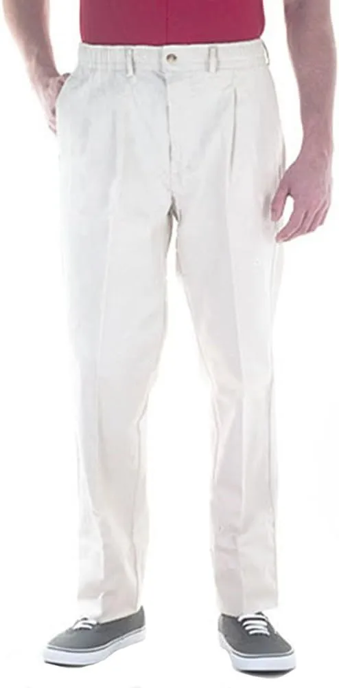 Full Elastic Waist Twill Pants for Big and Tall Mens - 100% Pure Cotton