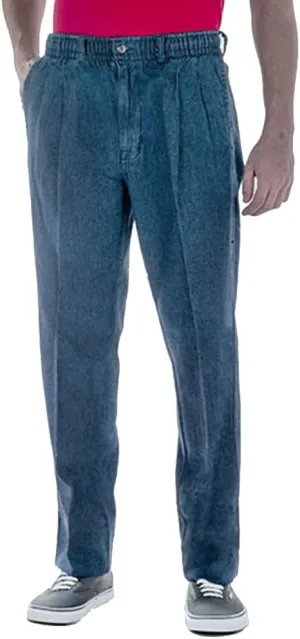 Full Elastic Waist Twill Pants for Big and Tall Mens - 100% Pure Cotton
