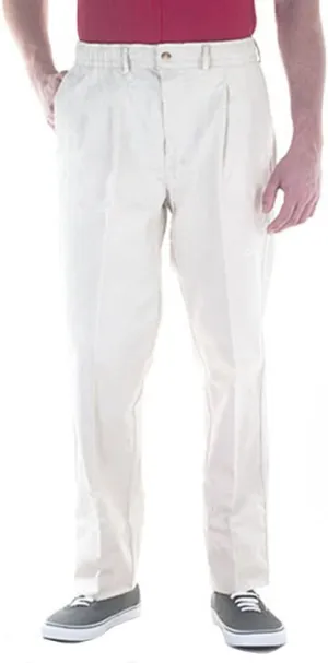 Full Elastic Waist Twill Pants for Big and Tall Mens - 100% Pure Cotton