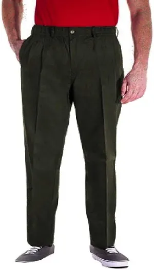 Full Elastic Waist Twill Pants for Big and Tall Mens - 100% Pure Cotton