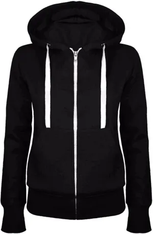 Full Zip Up Hoodie Women Casual Long Sleeve Loose Fit Hoodded Sweatshirt with Solid Color-Block Jackets with Pockets