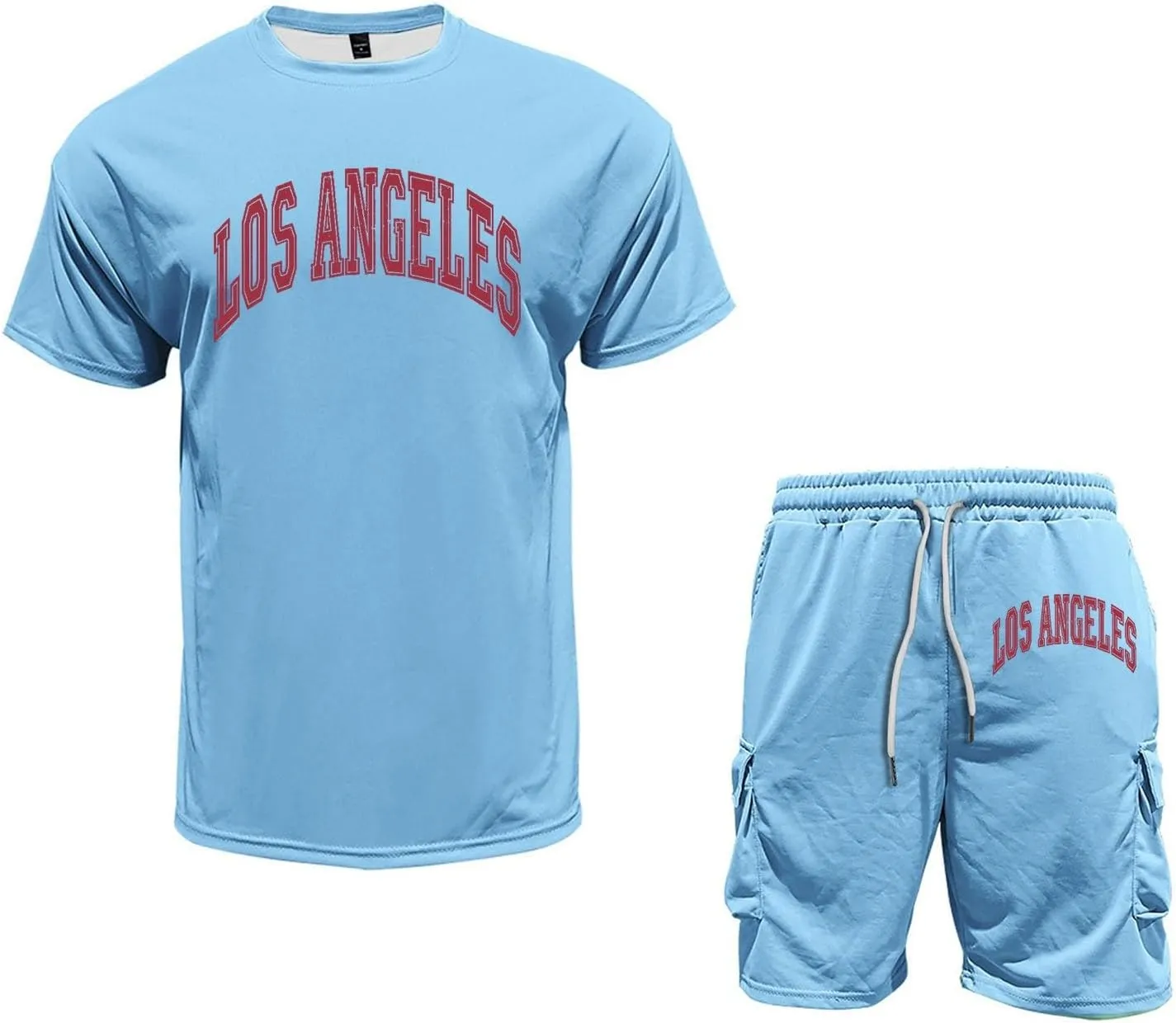 Fxbar Mens Outfits 2 Piece Casual Loose Fit Short Sleeve T-Shirt Sets and Shorts Crew Neck Workout Soft Lightweight Tops