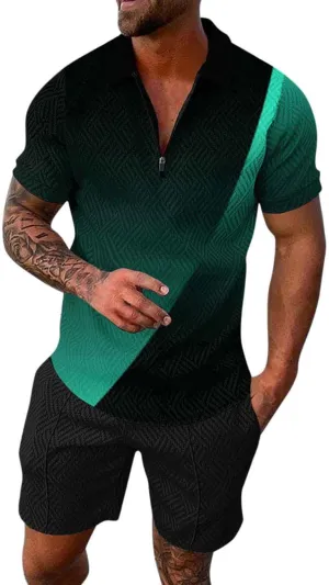 Fxbar Mens Summer Beach Outfits 2 Piece Short Sleeve Shirts and Shorts Texture Linen Vacation Sets for Men 2025