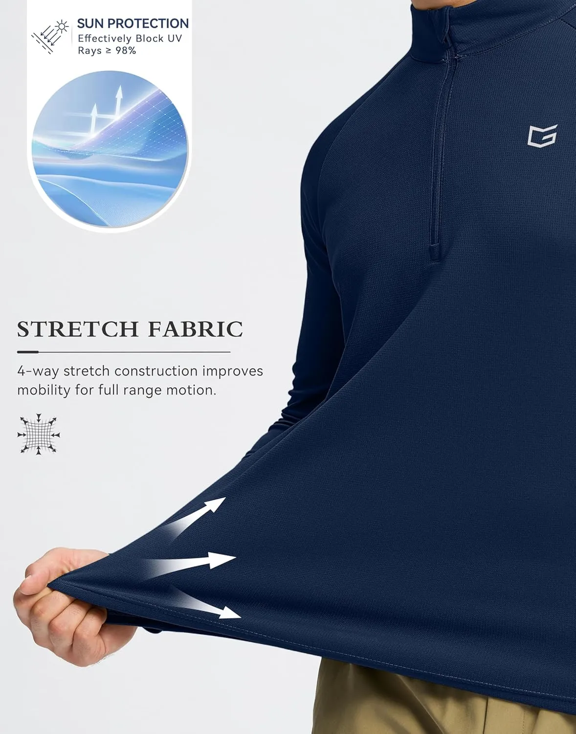 G Gradual Men's Running Shirts Long Sleeve Athletic Shirt Lightweight Quick Dry Quarter Zip Pullover for Men Workout Gym Golf