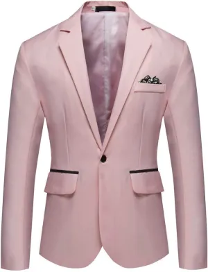 GATMSTA Men's Notch Lapel Slim Fit Suit Blazers One Button Wedding Prom Jackets
