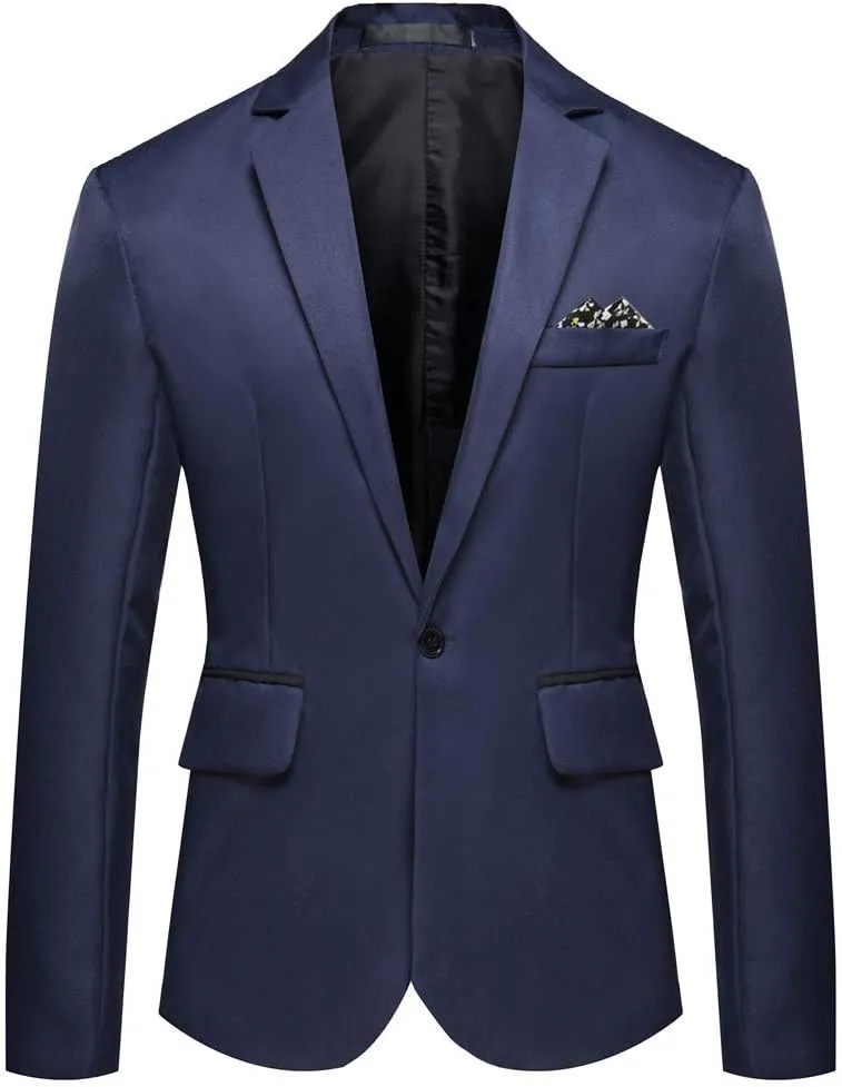 GATMSTA Men's Notch Lapel Slim Fit Suit Blazers One Button Wedding Prom Jackets