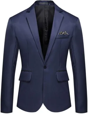 GATMSTA Men's Notch Lapel Slim Fit Suit Blazers One Button Wedding Prom Jackets