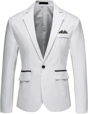 GATMSTA Men's Notch Lapel Slim Fit Suit Blazers One Button Wedding Prom Jackets
