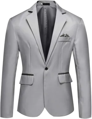 GATMSTA Men's Notch Lapel Slim Fit Suit Blazers One Button Wedding Prom Jackets