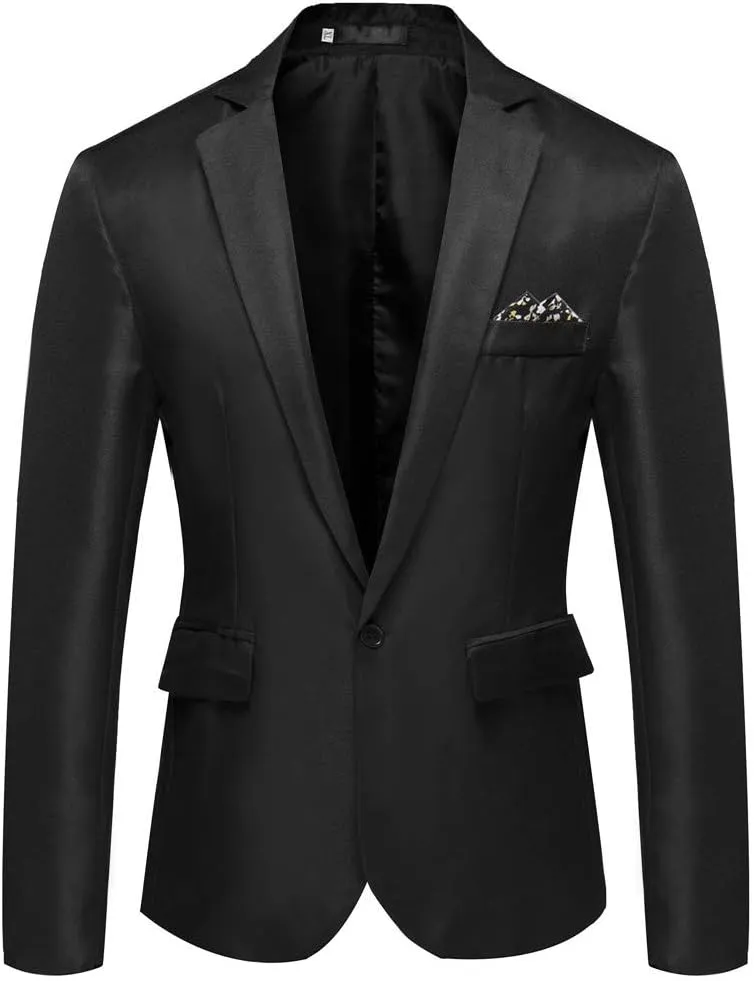 GATMSTA Men's Notch Lapel Slim Fit Suit Blazers One Button Wedding Prom Jackets