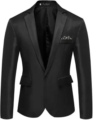 GATMSTA Men's Notch Lapel Slim Fit Suit Blazers One Button Wedding Prom Jackets