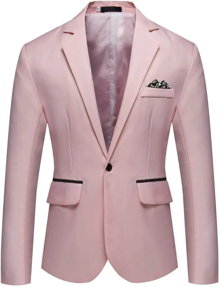 GATMSTA Men's Notch Lapel Slim Fit Suit Blazers One Button Wedding Prom Jackets