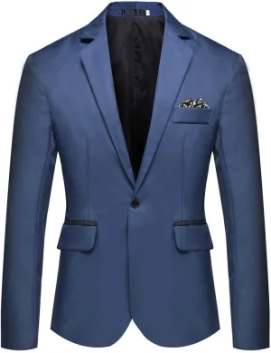GATMSTA Men's Notch Lapel Slim Fit Suit Blazers One Button Wedding Prom Jackets