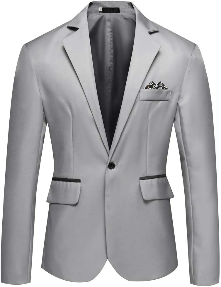 GATMSTA Men's Notch Lapel Slim Fit Suit Blazers One Button Wedding Prom Jackets