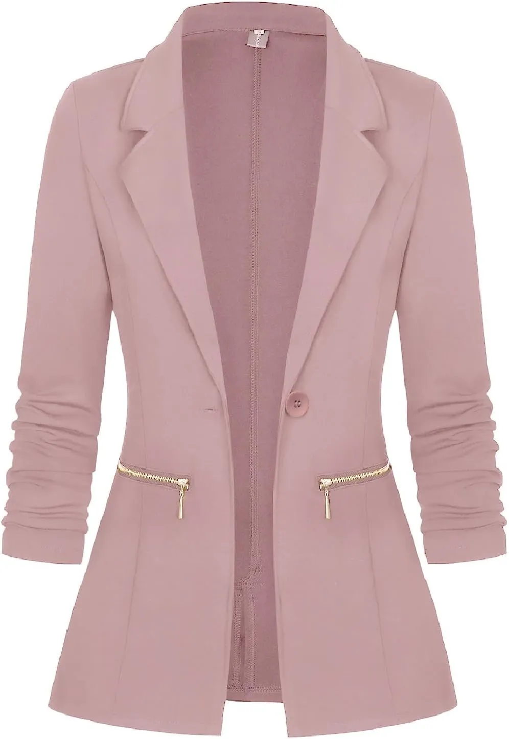 Genhoo Women's Blazers & Suit Jackets Classic Relaxed Open Front Cardigan with Zipper Pockets Pink X-Large