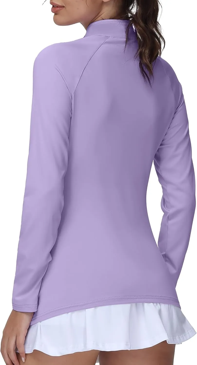 Golf Shirts for Woman UPF 50  Sun Protection Quick Dry Lightweight Long Sleeve Polo Shirts for Woman Rash Guard