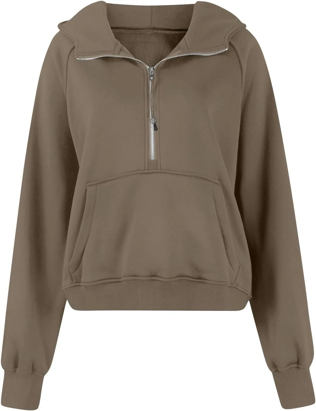 Half Zip Pullover Women Fleece Zip Up Hoodies Fall Oversized Sweatshirt Trendy Y2k Cropped Sweater with Thumb Hole