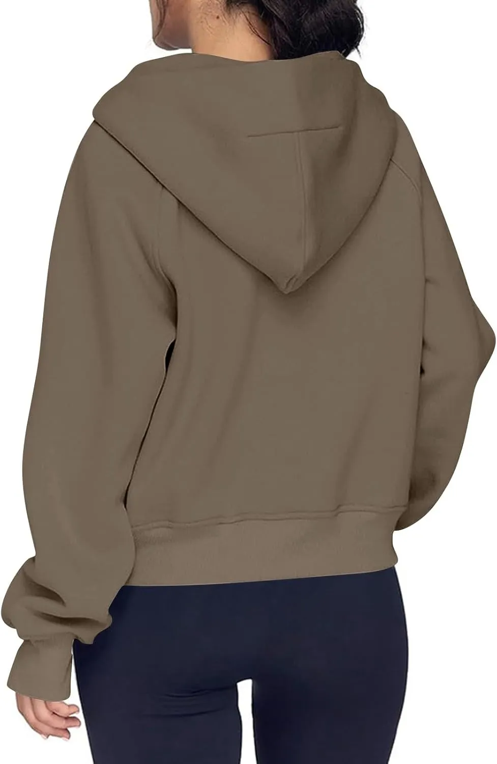 Half Zip Pullover Women Fleece Zip Up Hoodies Fall Oversized Sweatshirt Trendy Y2k Cropped Sweater with Thumb Hole