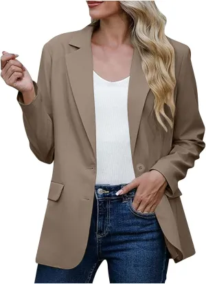 HGps8w Women's Business Casual Blazers Long Sleeve Open Front Work Office Suit Jackets Classic Lapel Cardigans with Pockets