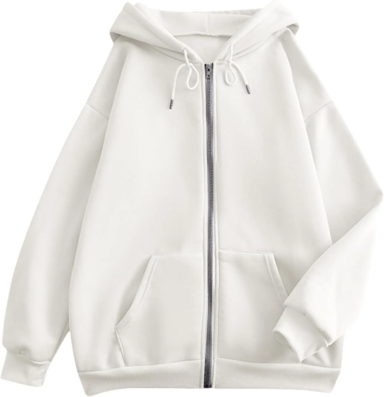 Hoodies for Women Long Sleeve Fall Fashion 2024 Oversized Zip Up Sweatshirts Solid Light Hoodie Jacket with Pockets