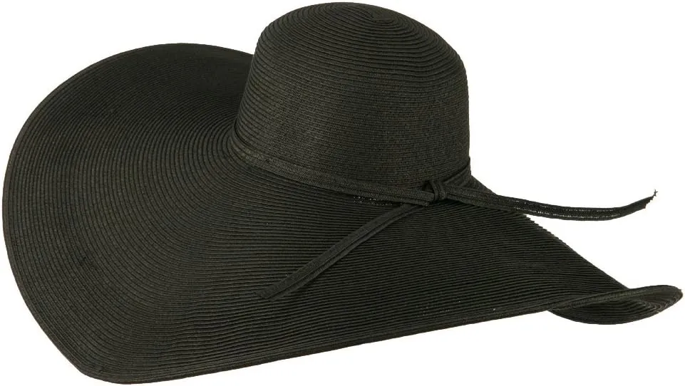 Jeanne Simmons 8 Inch Flat Wide Brim Hat with Self-tie