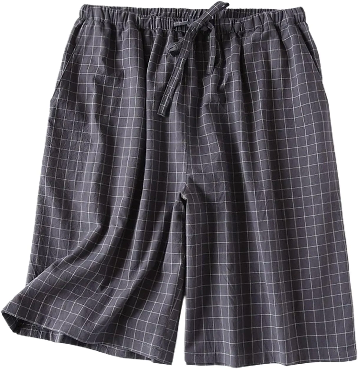 Jinda Men's Summer Pajamas Shorts Soft Pjs Plaid Printed Cool Cotton Short Thin Lounge Drawstring Pj Shorts