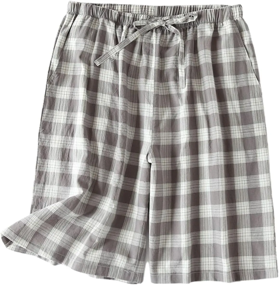 Jinda Men's Summer Pajamas Shorts Soft Pjs Plaid Printed Cool Cotton Short Thin Lounge Drawstring Pj Shorts