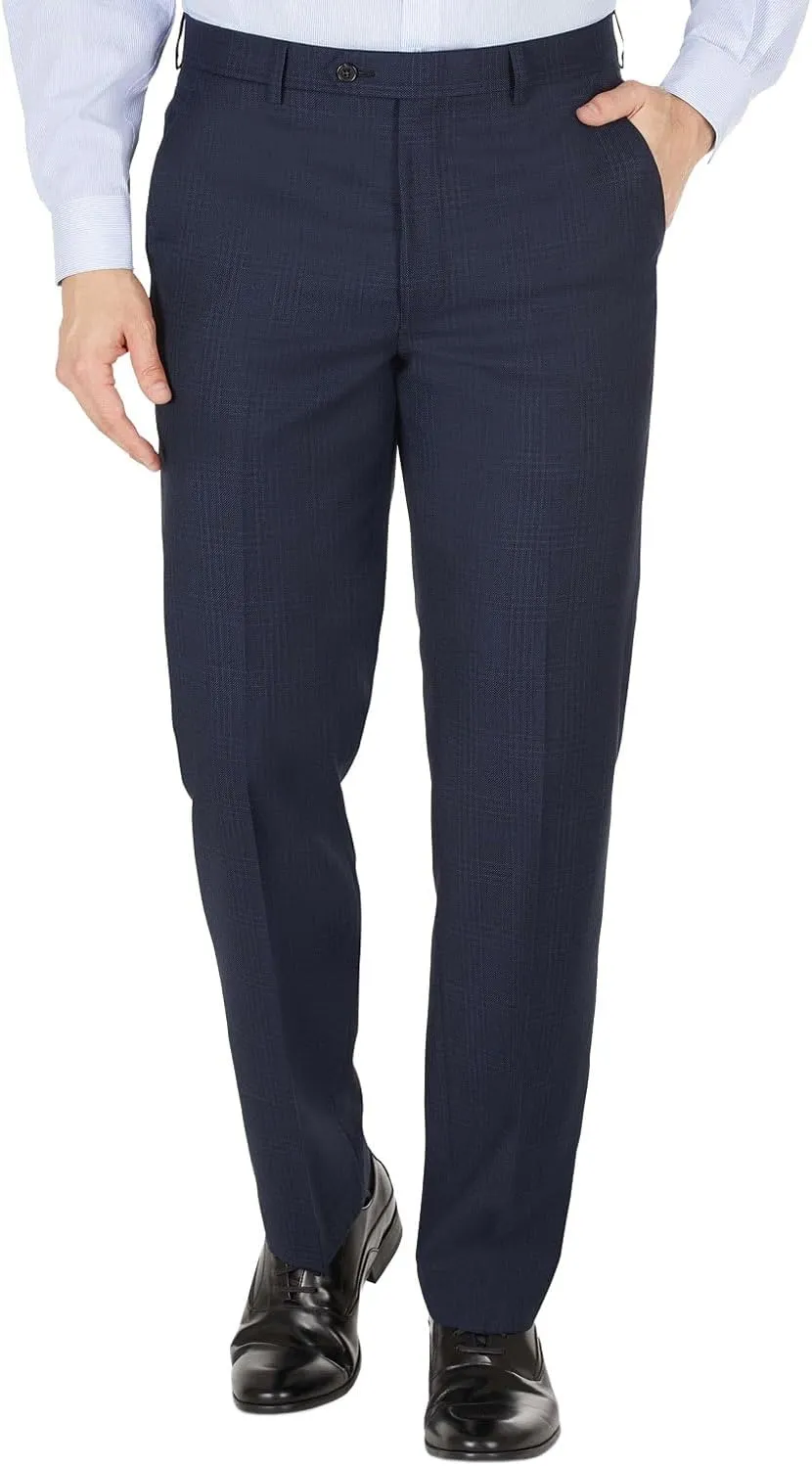 Lauren Ralph Lauren Mens Classic-Fit Wool Plaid Dress Pants 32W x 32L Navy