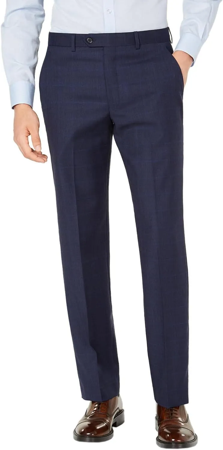 Lauren Ralph Lauren Mens Classic-Fit Wool Plaid Dress Pants 40W x 30L Blue